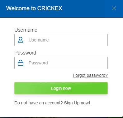 Log in on Crickex to find the Sports tab.