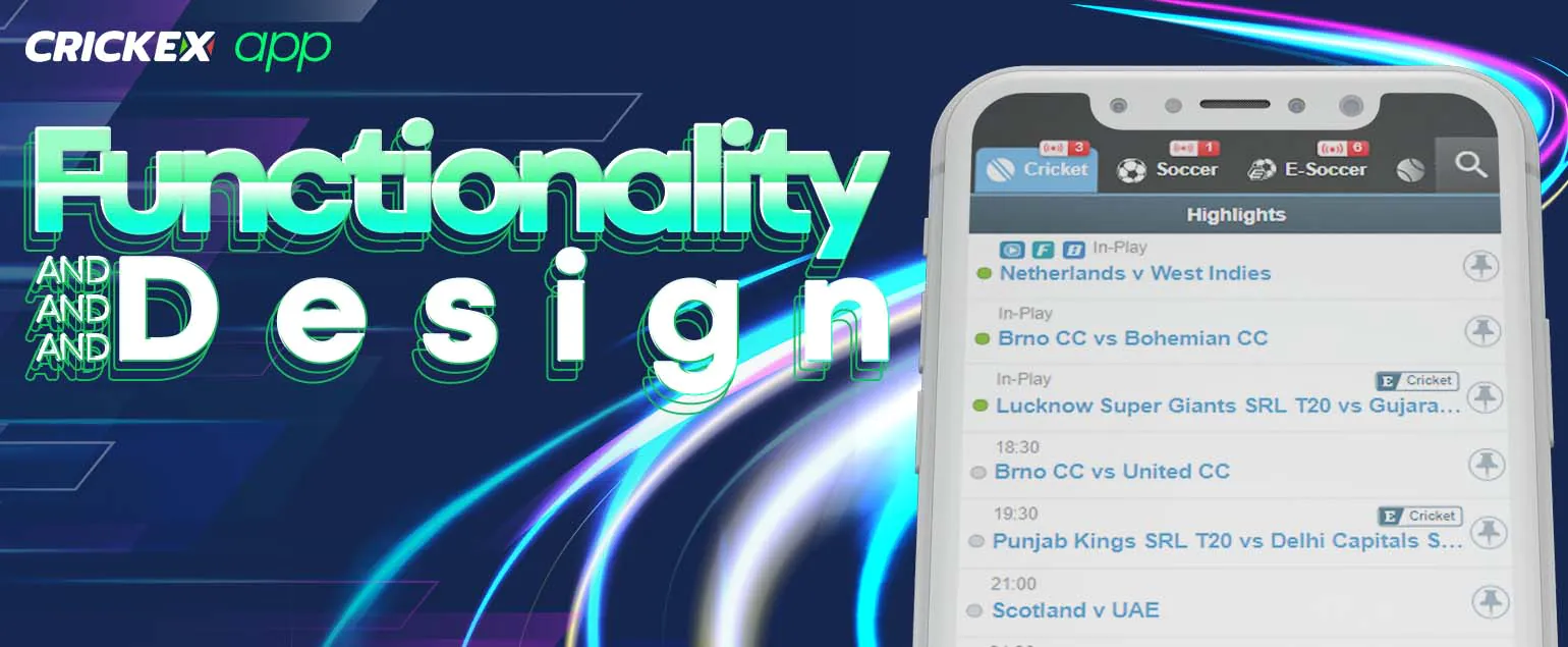 All available features and also design aspects of the crickex platform.