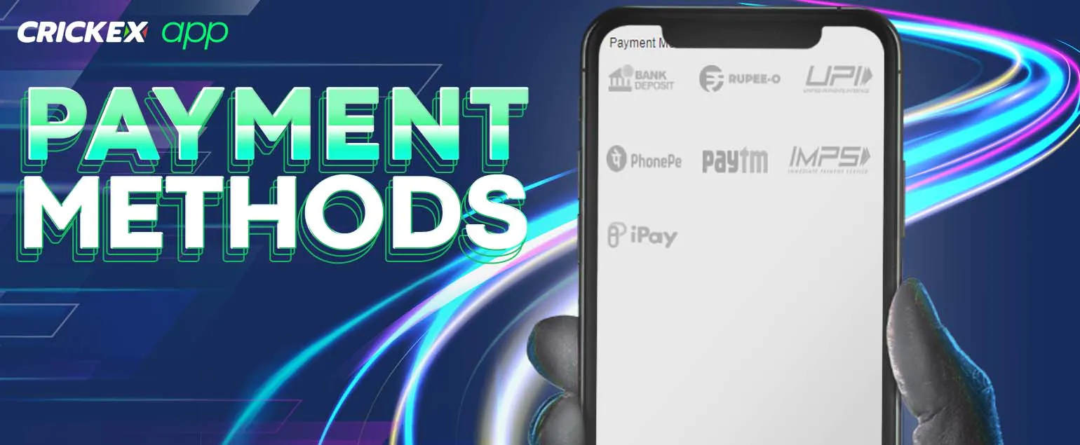 All payment methods which available for replenishing and withdrawing money on the crickex.